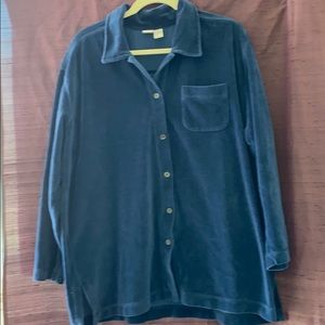 Cozy Blue Velour Button-down